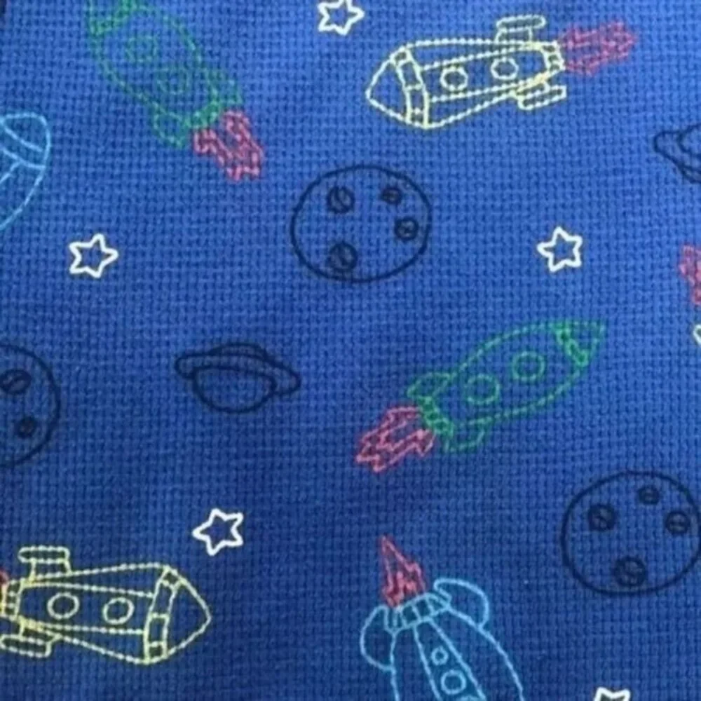Boys Blue Rocket Ship Long Sleeve Top Graphic Tee Space Pattern‎